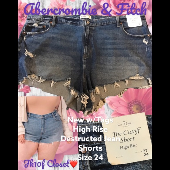 🌷NWT ABERCROMBIE Sz24 (37) CURVE LOVE JEAN SHORTS - Picture 12 of 14